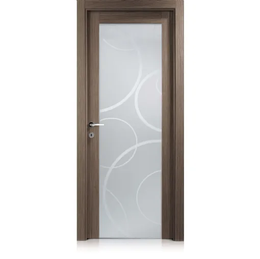 Porta per interni Area1 in laminato grafis moka con cristallo di Ferrero Legno