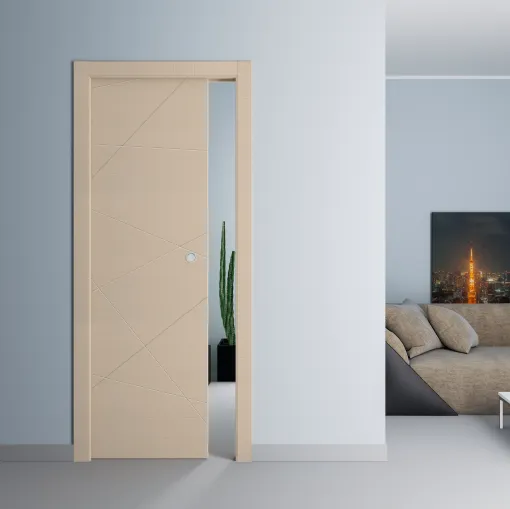 Porta interna Living LV03 in legno laccato tortora di Sololegno