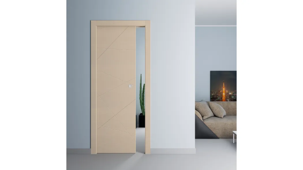 Porta interna Living LV03 in legno laccato tortora di Sololegno